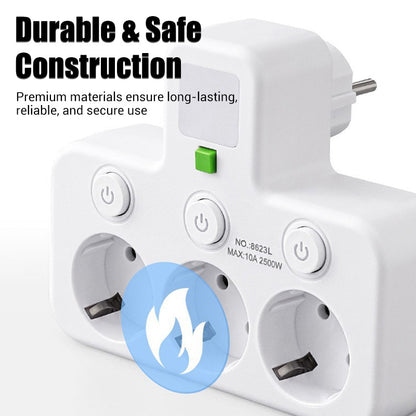 ⚡Okos tápkábeles kiegészítő USB-portokkal (EU dugó)