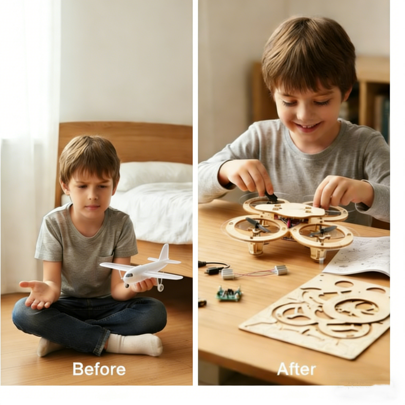 ✈️ Gyerekeknek szóló DIY fa drón építőkészlet