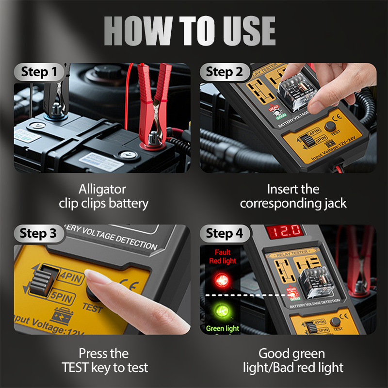 🔥 Autó relé feszültségtesztelő LED kijelzővel