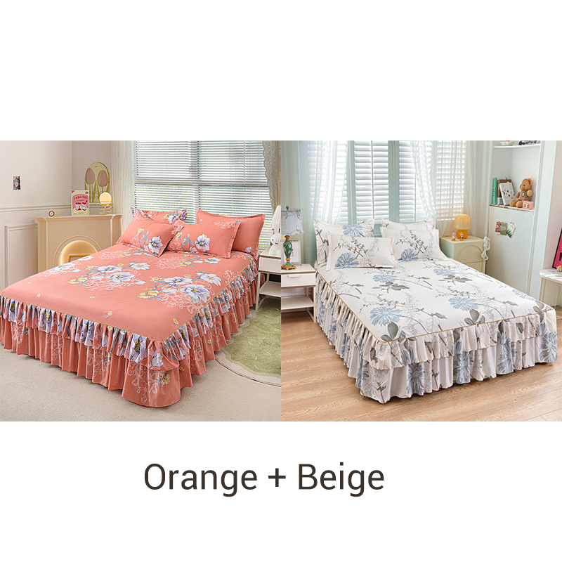 🛏️Kétrétegű lótuszlevél csipke ágytakaró és párnahuzat háromdarabos szett