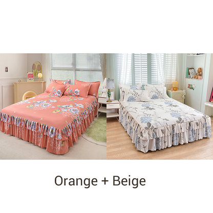 🛏️Kétrétegű lótuszlevél csipke ágytakaró és párnahuzat háromdarabos szett