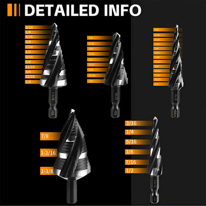 5 darabos HSS lépcsős fúrószett fémhez