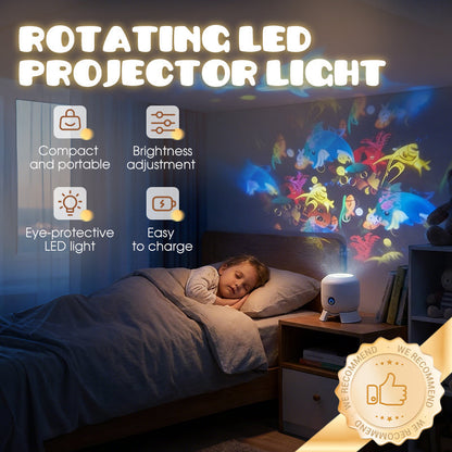 ✨ Dinamikusan forgó LED projektor – Csillagok, fények, varázslat. Nyomja meg a hangulatgombot! 🌀🎇