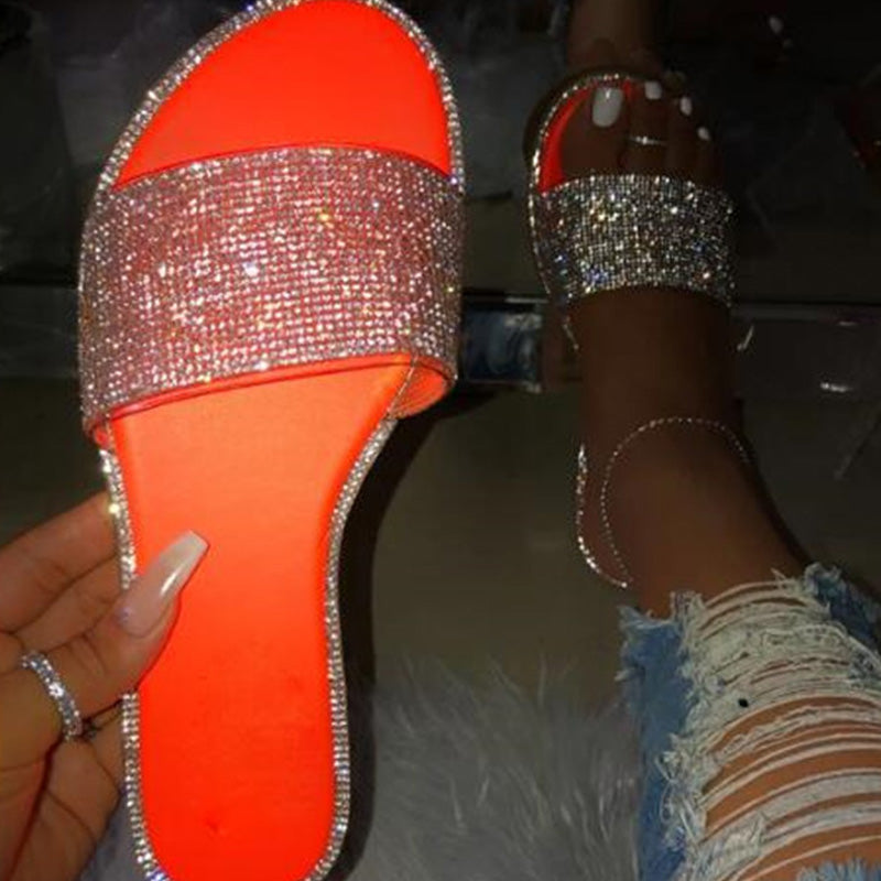 ✨ Női csillogó strasszos lapos szandál – Kényelem és ragyogás egyben! 👡💎
