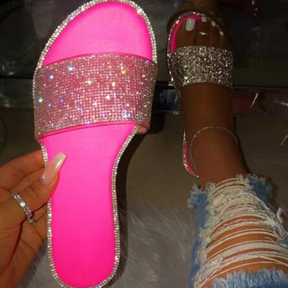 ✨ Női csillogó strasszos lapos szandál – Kényelem és ragyogás egyben! 👡💎