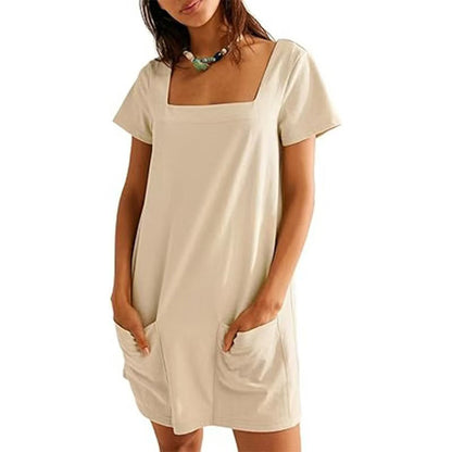 💖 Női négyzetnyakú zsebes ruha – hűvös, laza, tökéletes sétához és otthonra! 👗✨