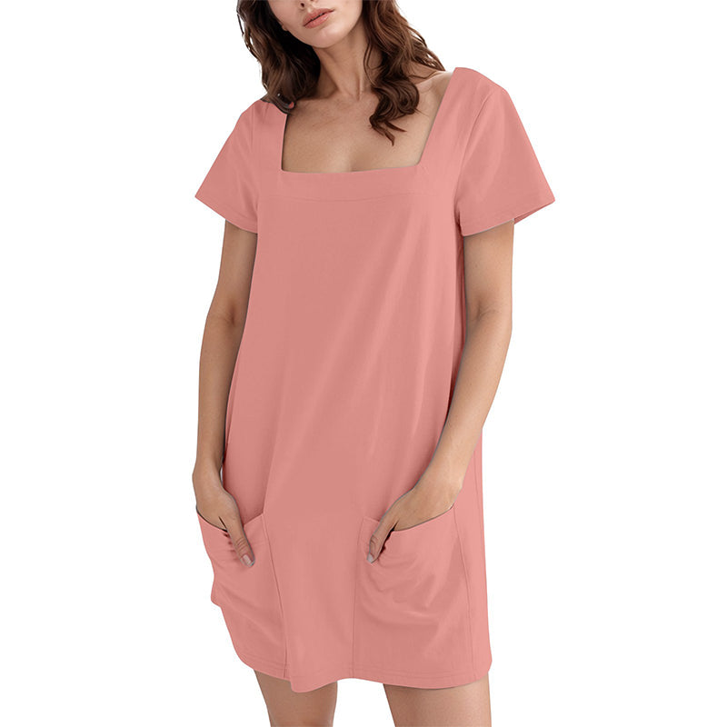💖 Női négyzetnyakú zsebes ruha – hűvös, laza, tökéletes sétához és otthonra! 👗✨