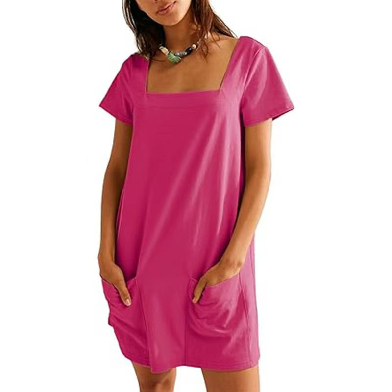 💖 Női négyzetnyakú zsebes ruha – hűvös, laza, tökéletes sétához és otthonra! 👗✨