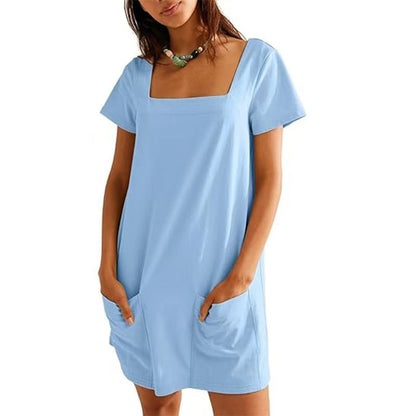 💖 Női négyzetnyakú zsebes ruha – hűvös, laza, tökéletes sétához és otthonra! 👗✨