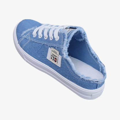 👟☀️ Női farmer slip-on papucs – Kényelmes talp, laza stílus. Nyárra készülve! 🥰