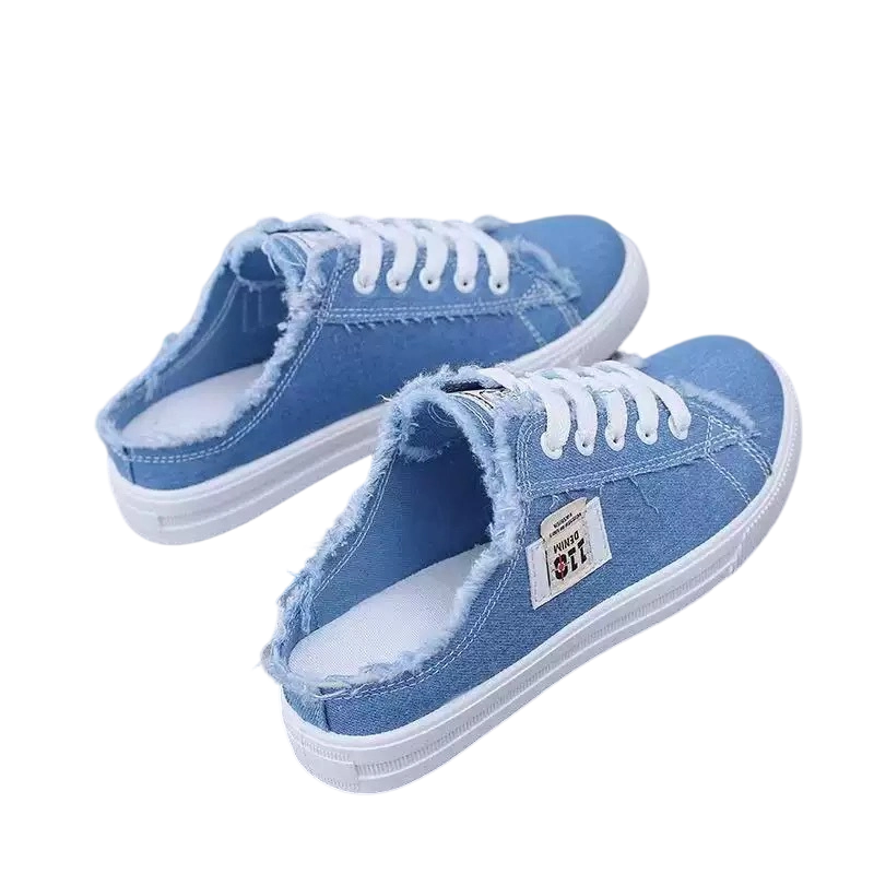 👟☀️ Női farmer slip-on papucs – Kényelmes talp, laza stílus. Nyárra készülve! 🥰