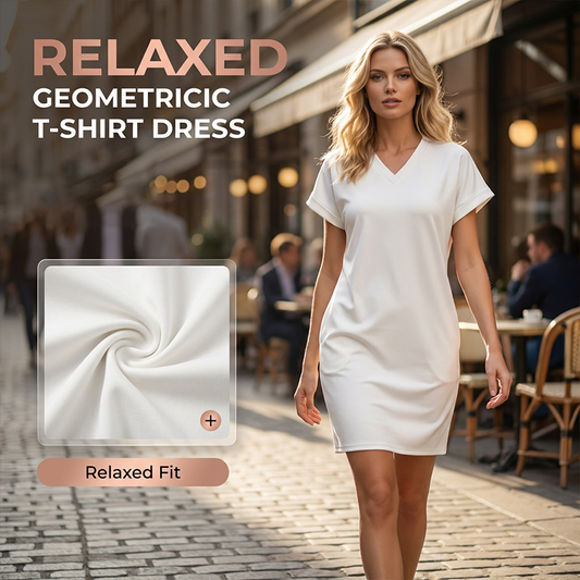 👗 Női alkalmi V-nyakú rövid ujjú pólóruha – sportos elegancia minden napra
